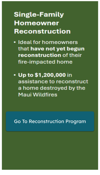 Reconstruction Program Info Box